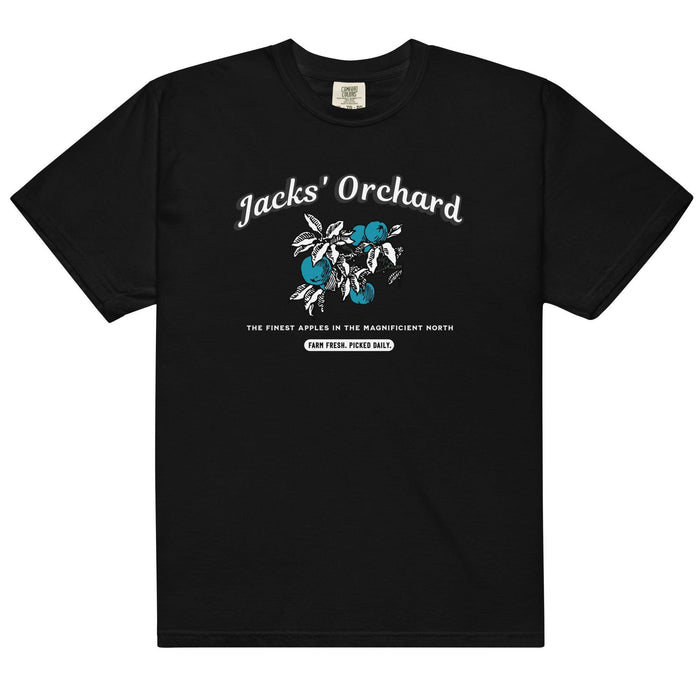 Jacks' Orchard Tee Shirt - The Bean Workshop - Blue Apple Design, Casual Wear, Cotton Graphic Tee, evangeline fox, Fandom Apparel, Jacks Fan T-Shirt, jacks prince of hearts, once upon a broken heart, ouabh, Prince of Hearts, retro, Retro Typography, stephanie garber, Summer Bookish Fashion, t-shirt, The Magnificent North, Vintage Farm Aesthetic