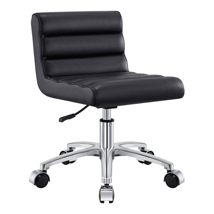 DIR Jockey Pedi Stool Black: armless, memory foam seat, chrome base, 5 caster wheels.