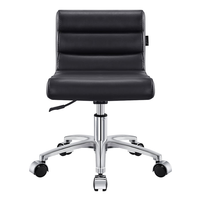 Jockey Pedi Stool Black DIR by DIR, armless office chair with ergonomic backrest and chrome base.