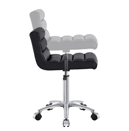 Jockey Salon Stool Black DIR by DIR, adjustable height, ergonomic backrest, side view shown.