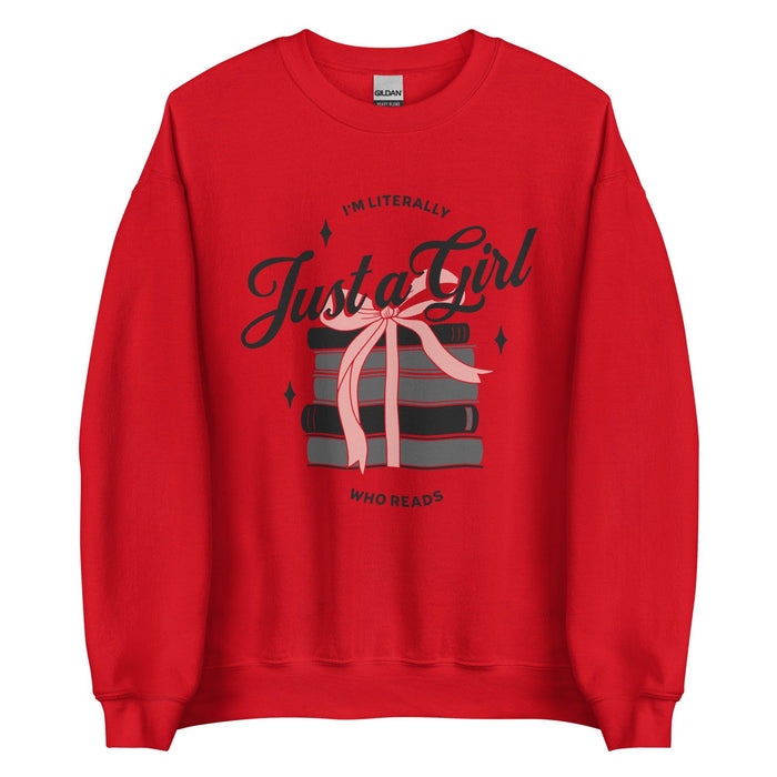 Just A Girl Who Reads Sweatshirt - The Bean Workshop - bookish, girly, read everyday, sweatshirt