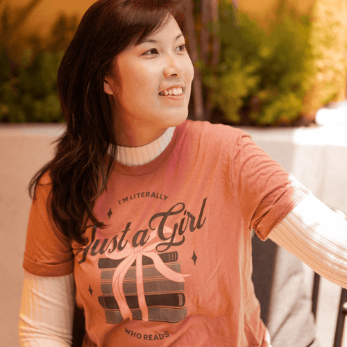 Just A Girl Who Reads T-Shirt - The Bean Workshop - book lover, bookish, bow, coquette, read everyday, t-shirt
