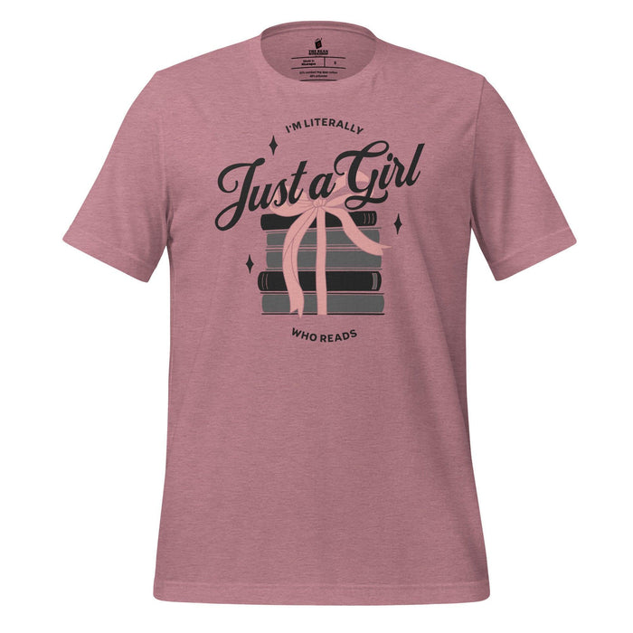 Just A Girl Who Reads T-Shirt - The Bean Workshop - book lover, bookish, bow, coquette, read everyday, t-shirt
