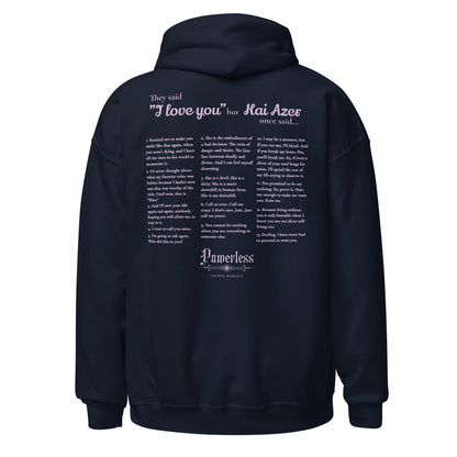 Kai Azer Book Quotes Embroidered Hoodie - The Bean Workshop - embroidered, hoodie, kai azer, lauren roberts, paedyn gray, powerless