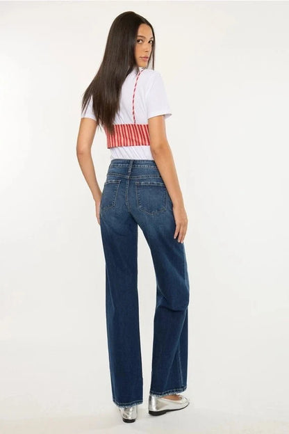 KanCan Mid-Rise Classic Deep Denim Wide Leg Jeans1