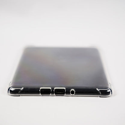 Phone case with a reflective surface on a white background
