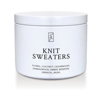 White container labeled 'Knit Sweaters' with a logo on a white background