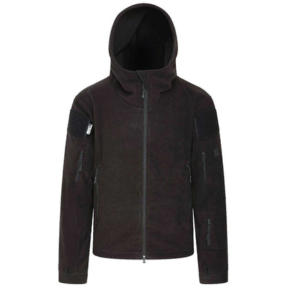 black kombat tactical recon hoodie with hood up