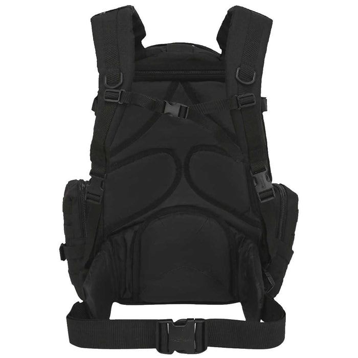 rear airflow channels of black kombat viking molle patrol pack