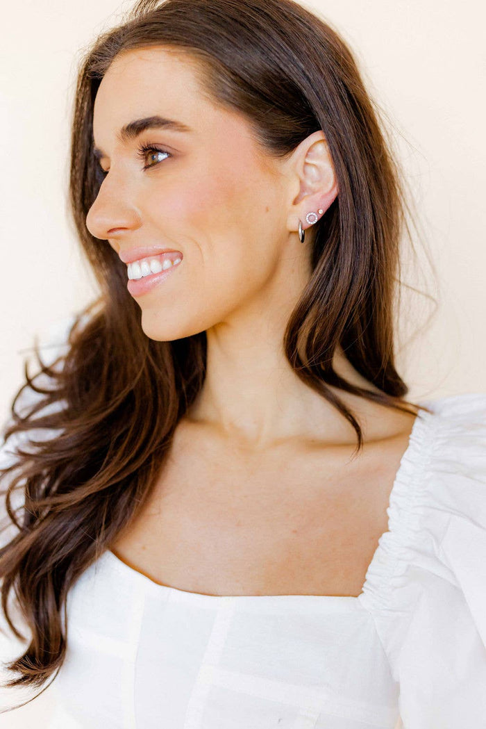 Lainey Silver Screwback Stud Earrings