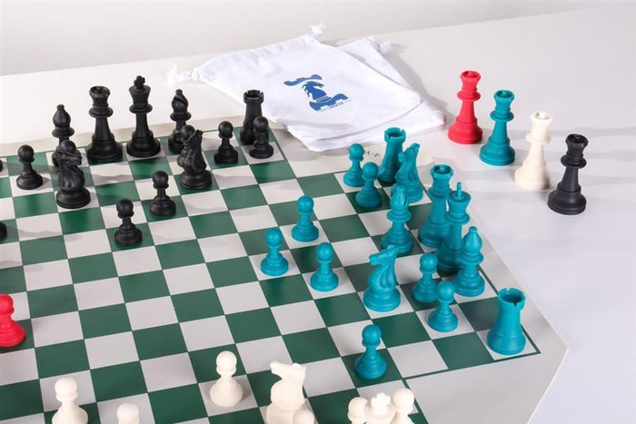 Large 4 Player Silicone Chess Set with Cloth Drawstring Bags - Chess Set - Chess-House