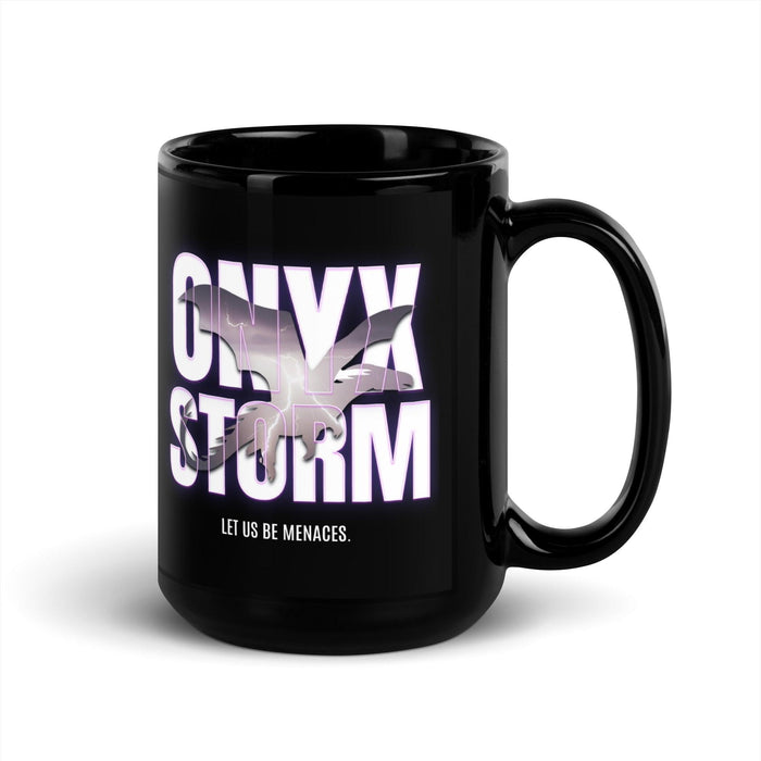 Let Us Be Menaces Onyx Storm Black Coffee Mug - The Bean Workshop - coffee mug, cup, fourth wing, iron flame, mug, onyx storm, rebecca yarros