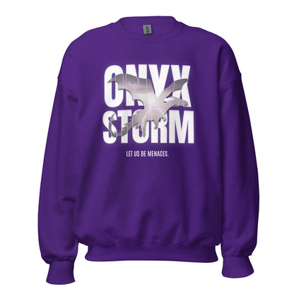 Let Us Be Menaces Onyx Storm Sweatshirt - The Bean Workshop - fourth wing, iron flame, onyx storm, rebecca yarros, sweater, sweatshirt