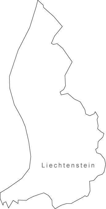 Digital Black & White Liechtenstein map in Adobe Illustrator EPS vector format