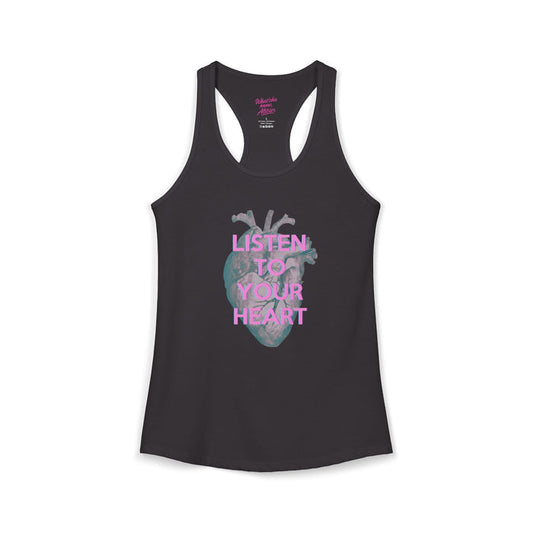 Listen To Your Heart Racerback Tank — Women's Inspirational Workout Top NEW
