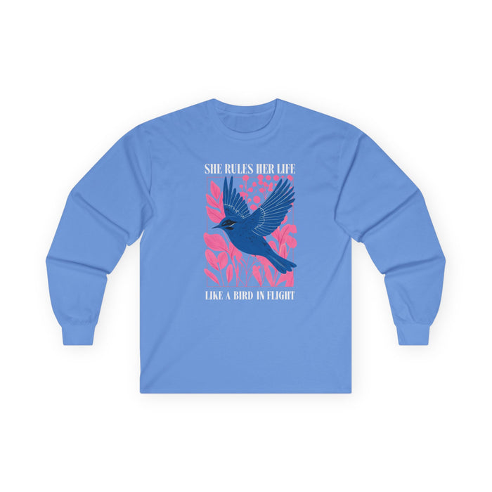 Long Sleeve Tee — LYRICS “She Rules Her Life Like a Bird in Flight” NEW