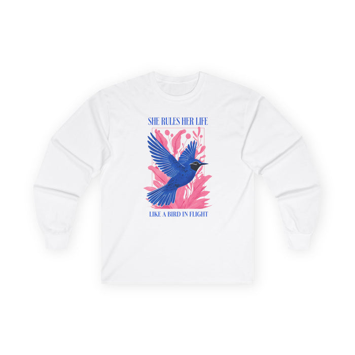 Long Sleeve Tee — LYRICS “She Rules Her Life Like a Bird in Flight” NEW