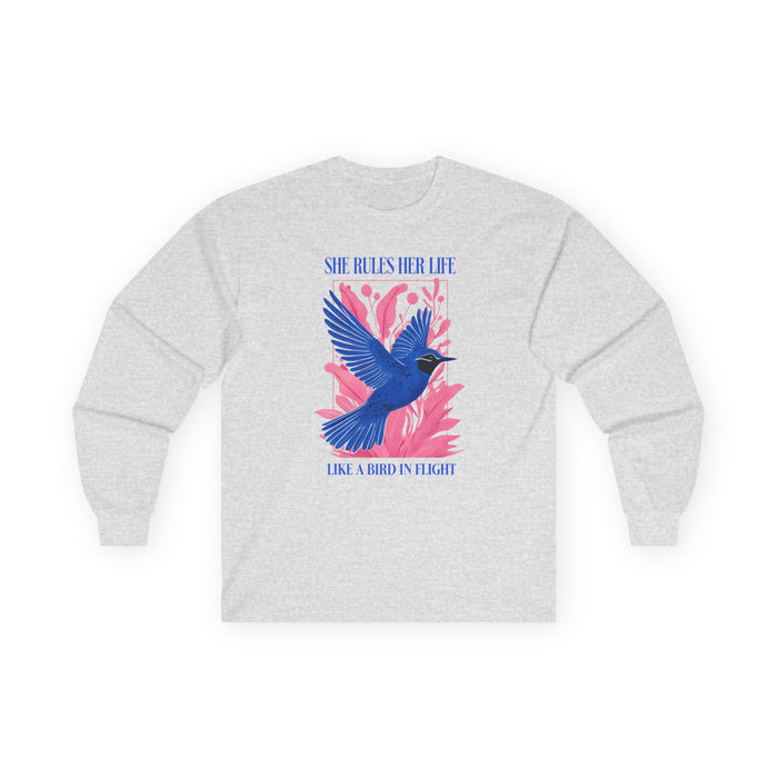 Long Sleeve Tee — LYRICS “She Rules Her Life Like a Bird in Flight” NEW