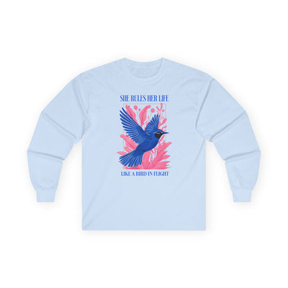 Long Sleeve Tee — LYRICS “She Rules Her Life Like a Bird in Flight” NEW