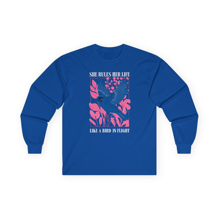 Long Sleeve Tee — LYRICS “She Rules Her Life Like a Bird in Flight” NEW