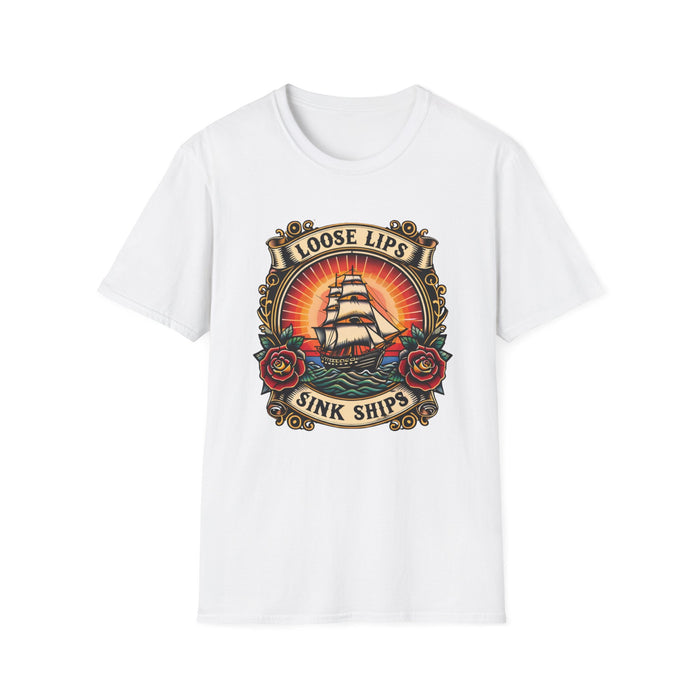 Loose Lips Sink Ships T-Shirt — Vintage Tattoo Tee new