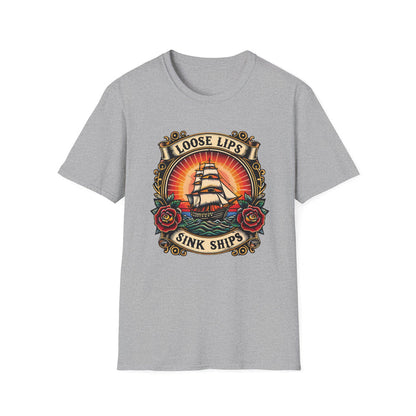 Loose Lips Sink Ships T-Shirt — Vintage Tattoo Tee new
