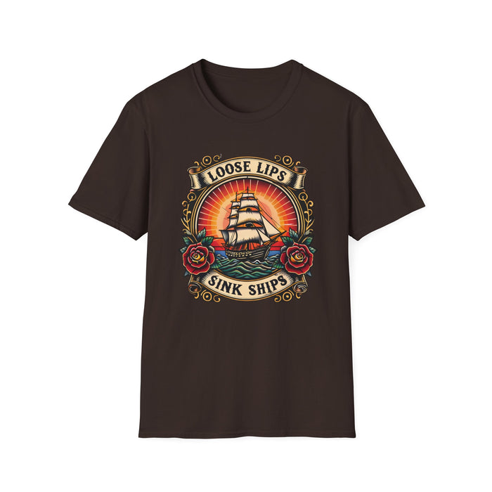 Loose Lips Sink Ships T-Shirt — Vintage Tattoo Tee new