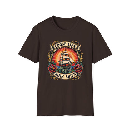 Loose Lips Sink Ships T-Shirt — Vintage Tattoo Tee new