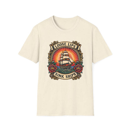 Loose Lips Sink Ships T-Shirt — Vintage Tattoo Tee new