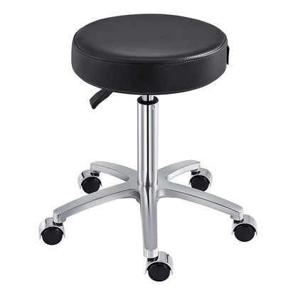 DIR Panda Stool Black with memory foam, chrome base, and caster wheels.