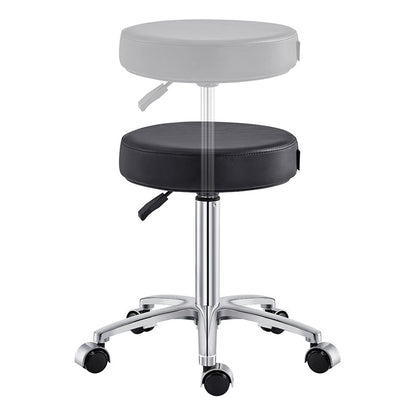 DIR Panda Stool Black: adjustable height, chrome base, five wheels, seat positions shown.