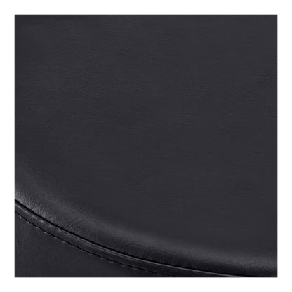 Close-up of DIR Panda Stool Black faux leather upholstery with visible seam and texture.