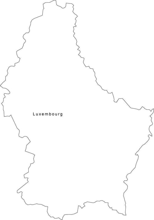 Digital Black & White Luxembourg map in Adobe Illustrator EPS vector format