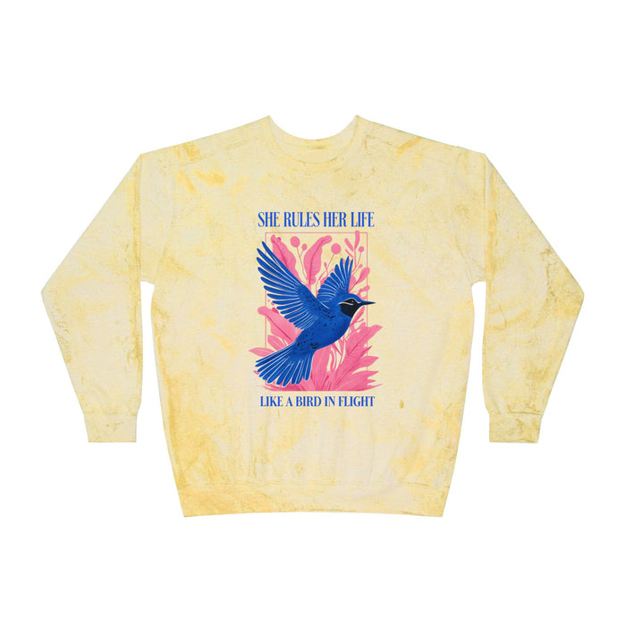 lYRICS: "She rules her life like a bird in flight" Unisex Color Blast Crewneck Sweatshirt NEW