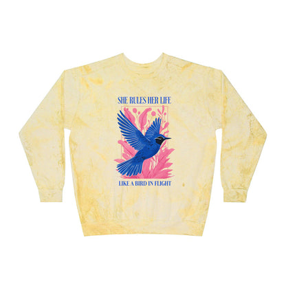 lYRICS: "She rules her life like a bird in flight" Unisex Color Blast Crewneck Sweatshirt NEW