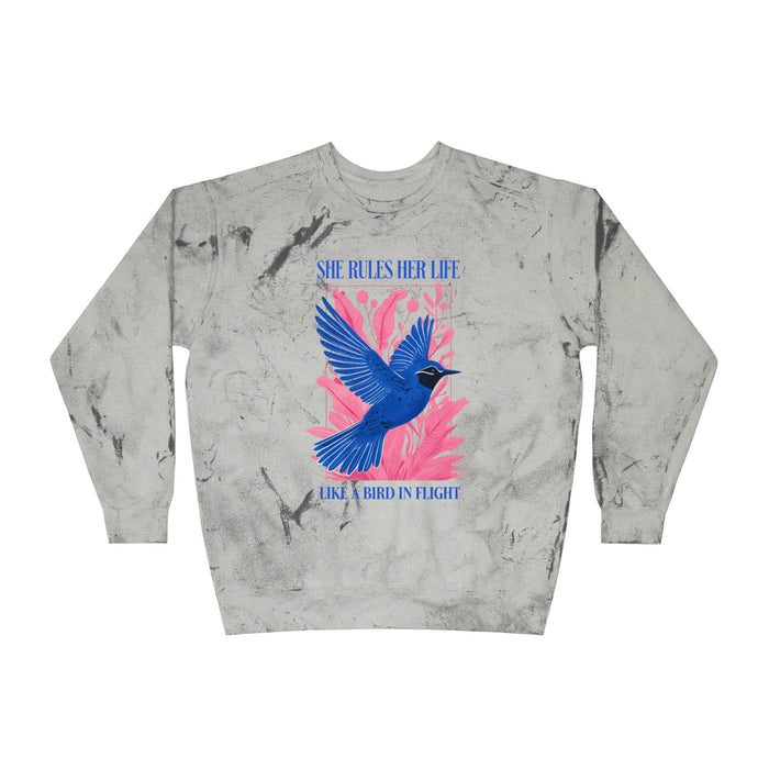 lYRICS: "She rules her life like a bird in flight" Unisex Color Blast Crewneck Sweatshirt NEW