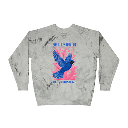 lYRICS: "She rules her life like a bird in flight" Unisex Color Blast Crewneck Sweatshirt NEW