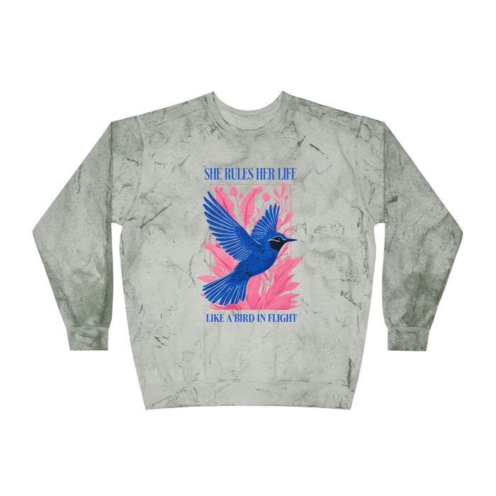 lYRICS: "She rules her life like a bird in flight" Unisex Color Blast Crewneck Sweatshirt NEW