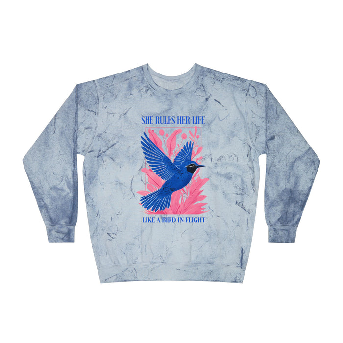 lYRICS: "She rules her life like a bird in flight" Unisex Color Blast Crewneck Sweatshirt NEW
