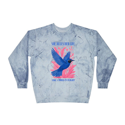 lYRICS: "She rules her life like a bird in flight" Unisex Color Blast Crewneck Sweatshirt NEW