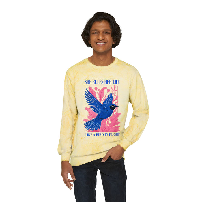 lYRICS: "She rules her life like a bird in flight" Unisex Color Blast Crewneck Sweatshirt NEW