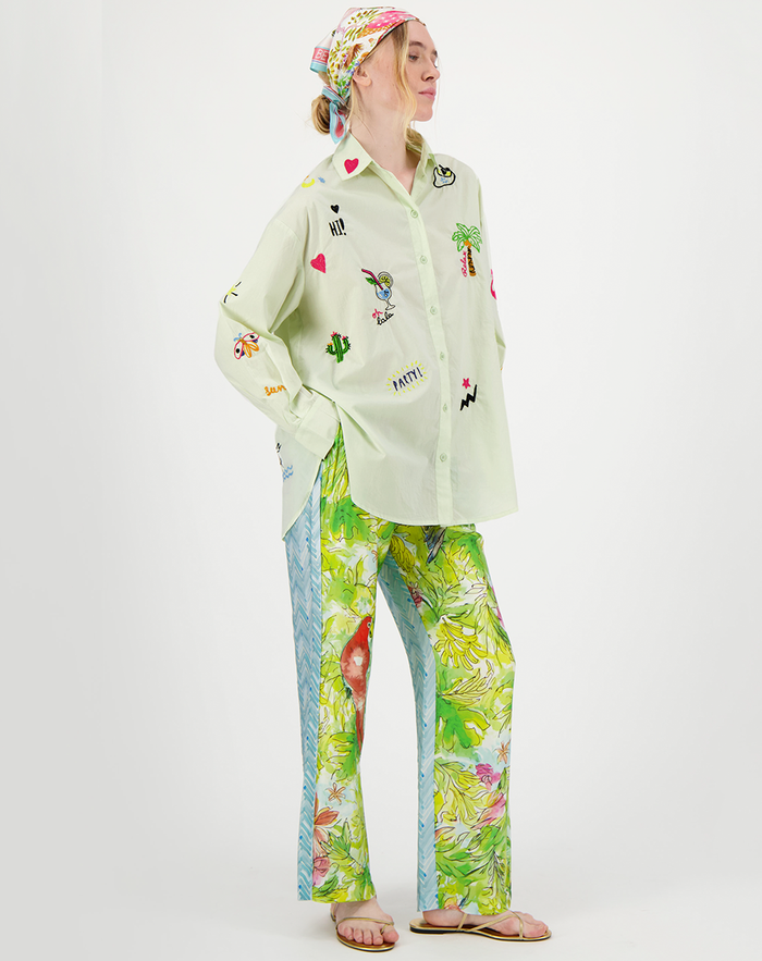 Madison Green Oversized EMB Shirt