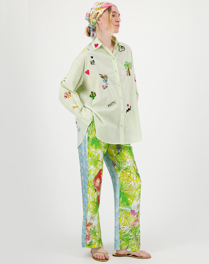 Madison Green Oversized EMB Shirt