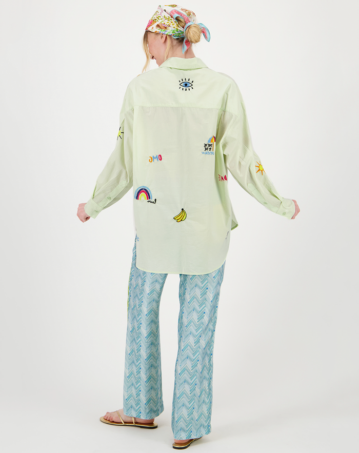 Madison Green Oversized EMB Shirt