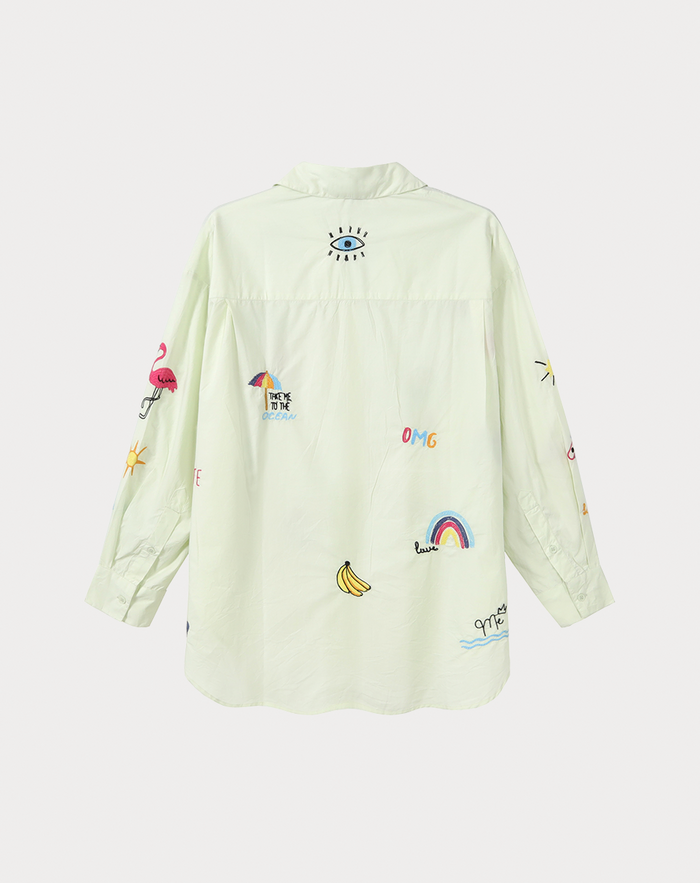 Madison Green Oversized EMB Shirt