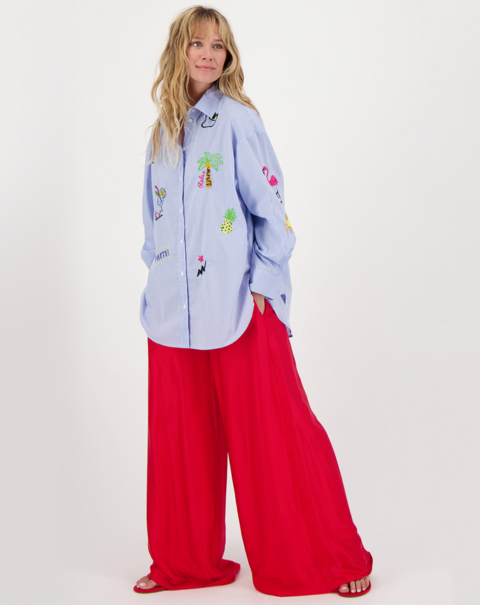 Madison Light Blue Oversized EMB Shirt