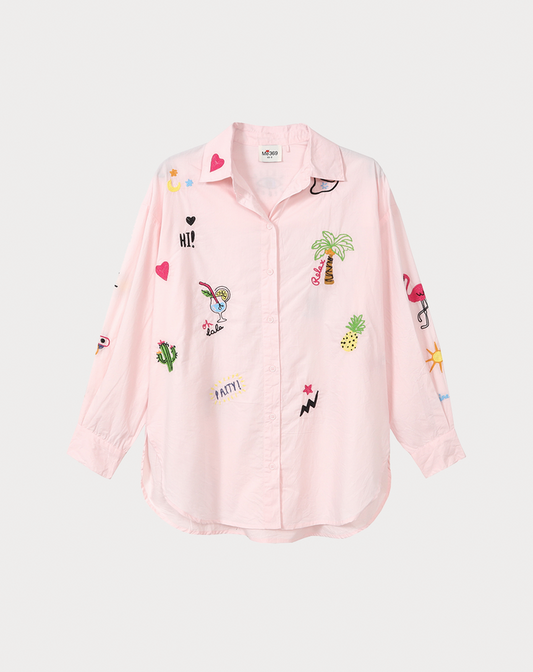 Madison Pink Oversized EMB Shirt