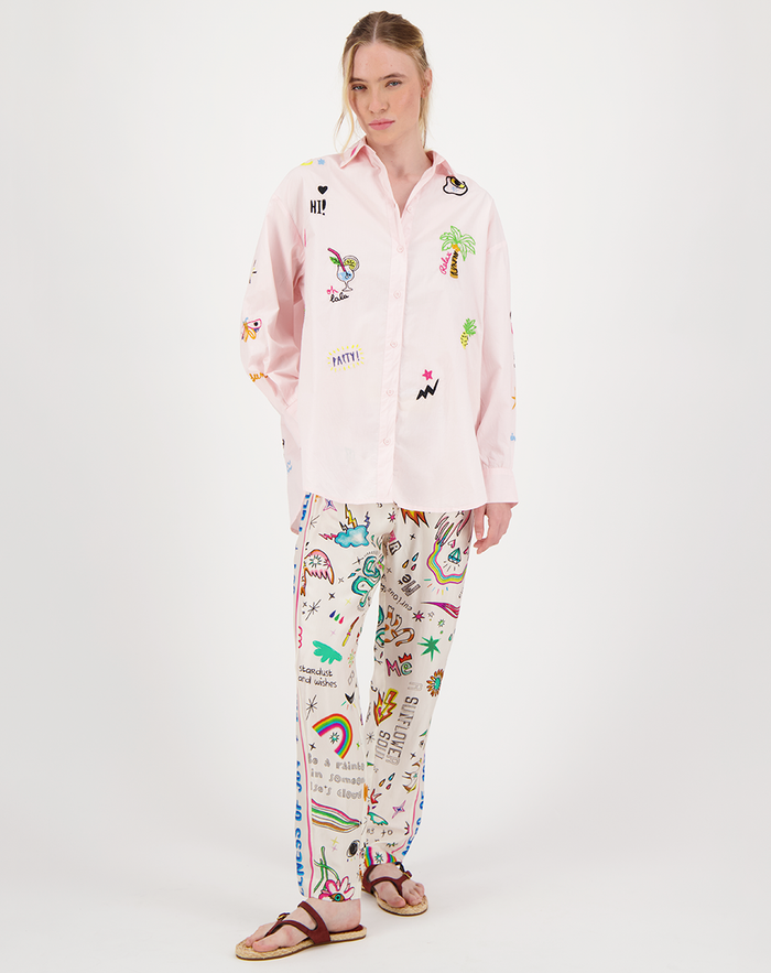 Madison Pink Oversized EMB Shirt