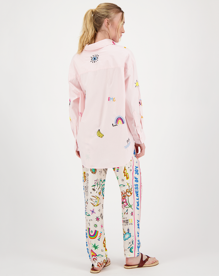 Madison Pink Oversized EMB Shirt