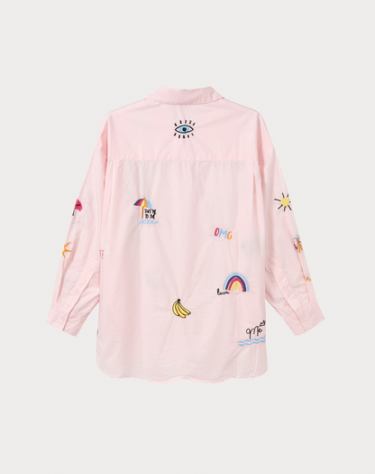 Madison Pink Oversized EMB Shirt